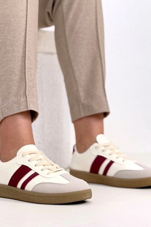 Crème casual sneakers met platform...
