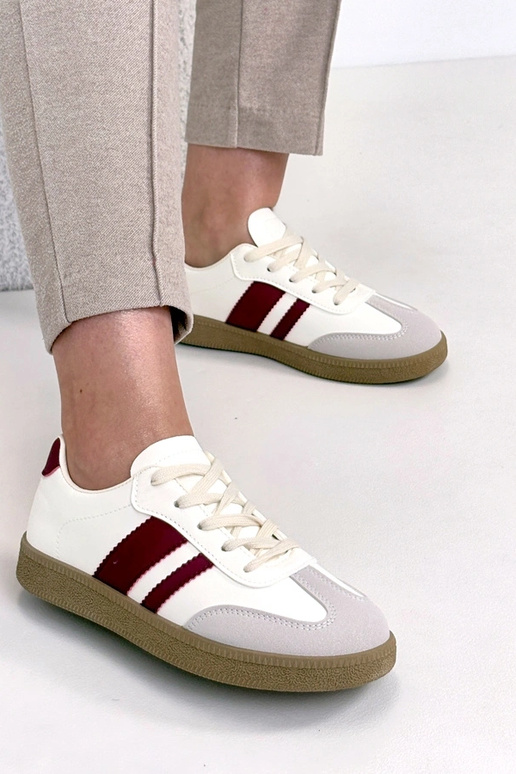 Crème casual sneakers met platform...