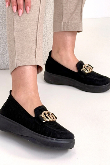 Zwarte instap stoffen sneakers met gesp Catherine 2