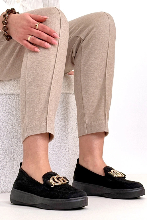 Zwarte instap stoffen sneakers met...