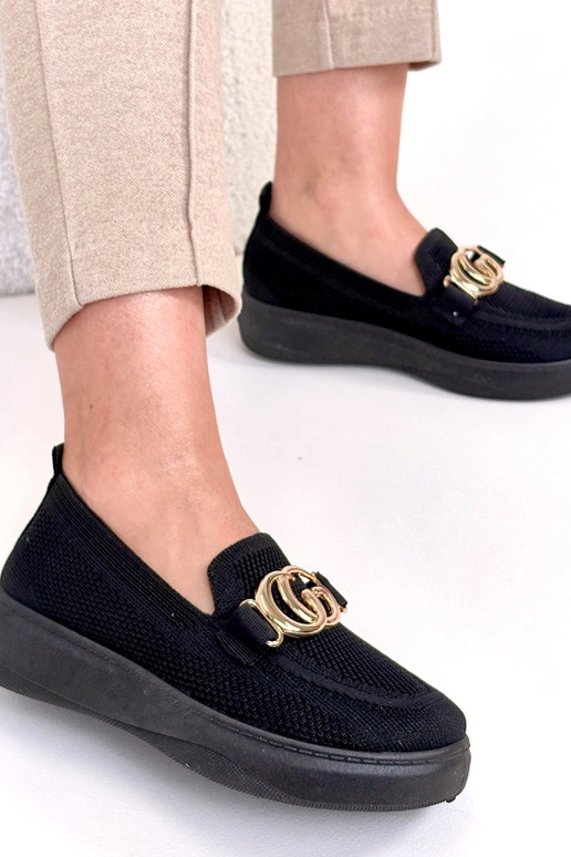 Zwarte instap stoffen sneakers met...