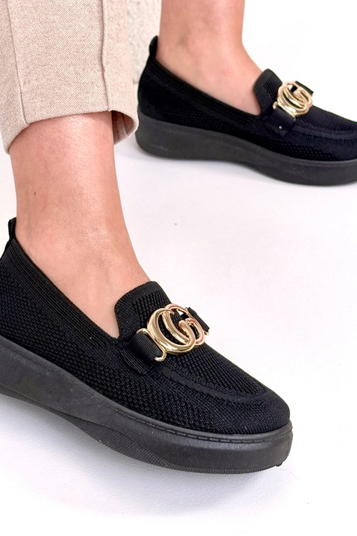 Zwarte instap stoffen sneakers met...