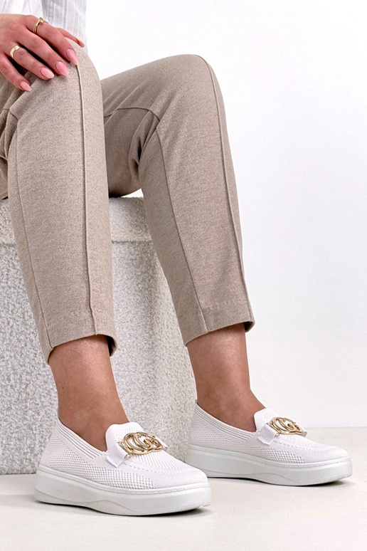 Witte instap stoffen sneakers met...