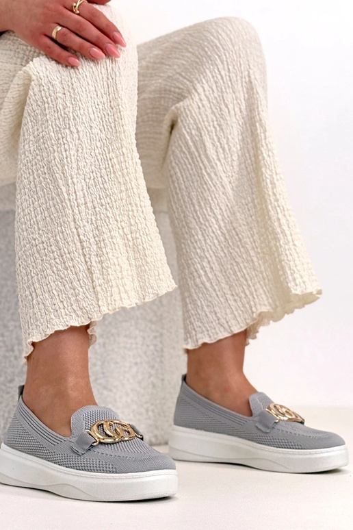 Grijze instap stoffen sneakers met...