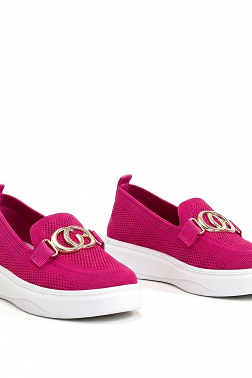 Roze instap stoffen sneakers met gesp...