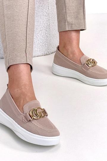 Roze instap stoffen sneakers met gesp Catherine 2