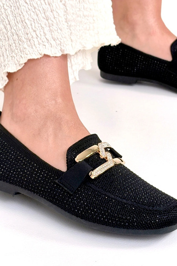 Zwarte mocassins versierd met zirconia Penelope 2