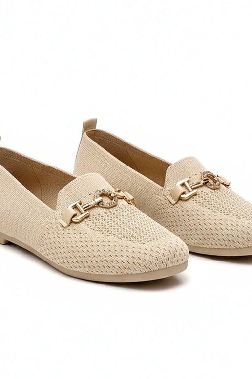 Zandkleurige stoffen mocassins met...