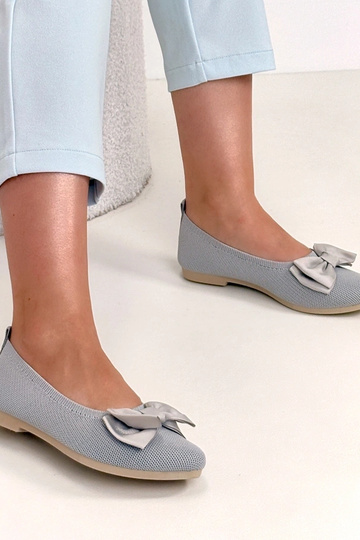 Grijze stoffen ballerina's met strikje Paisley 2