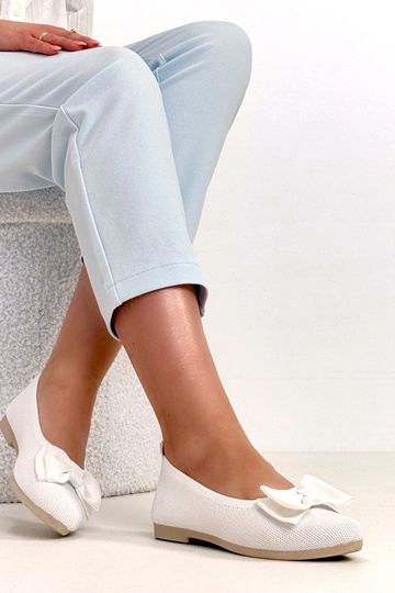 Witte stoffen ballerina's met strikje Paisley