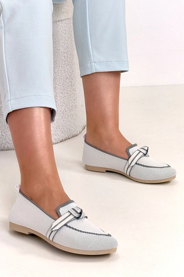Witte stoffen ballerina's met veters Serenity 2