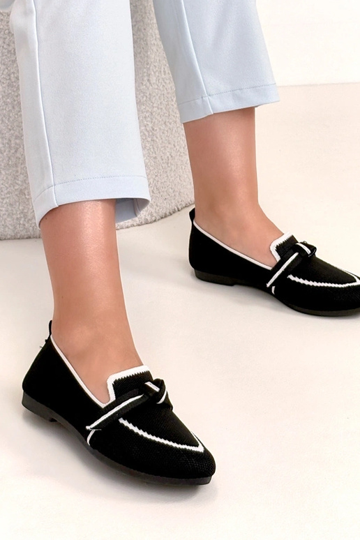 Zwarte stoffen ballerina's met veters...