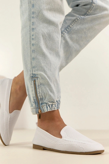 Witte stoffen mocassins Addison 2