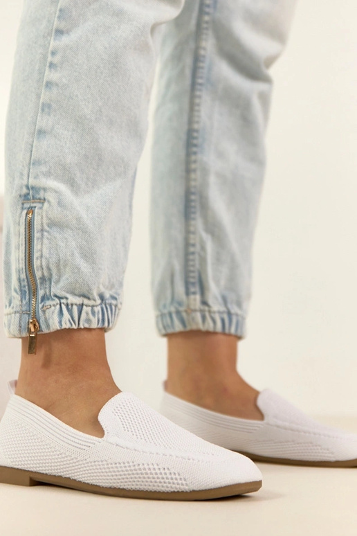 Witte stoffen mocassins Addison