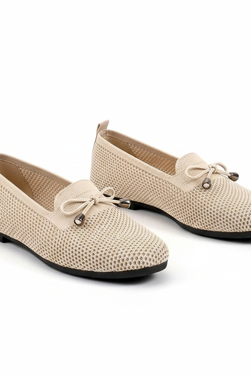 Zandkleurige stoffen mocassins met...