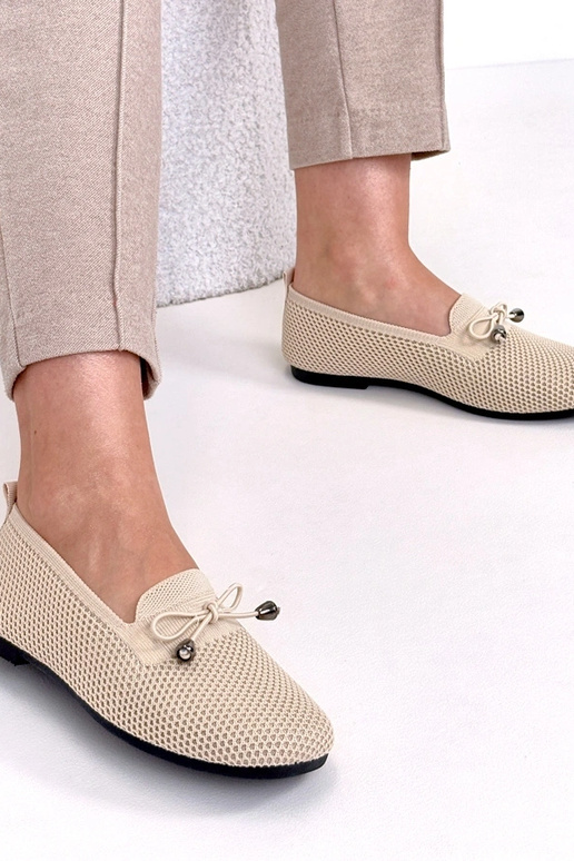 Zandkleurige stoffen mocassins met...