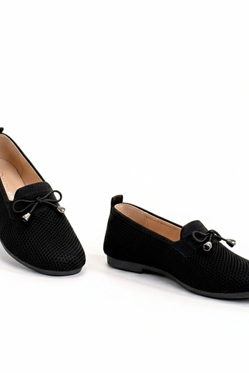 Zwarte stoffen mocassins...