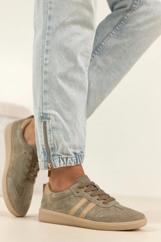 Chaki leren sneakers Filippo