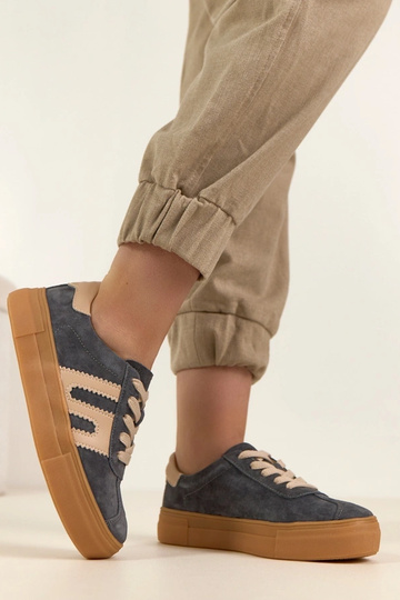 Grijze leren sneakers met platform Filippo 2