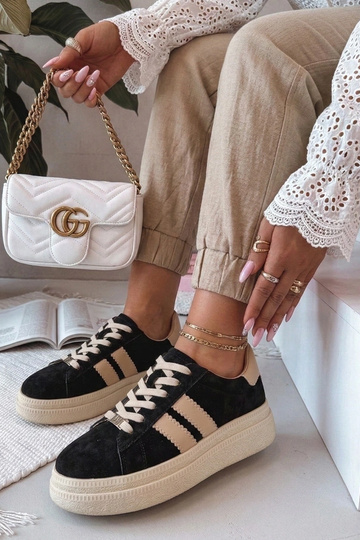Zwarte leren sneakers met platform Filippo