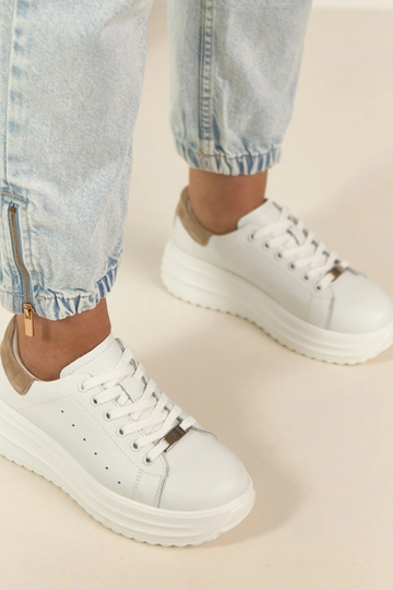 Witte leren sneakers met platform Filippo 2