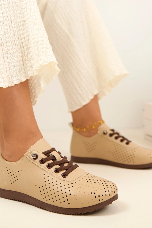 Beige geperforeerde sneakers Amaryllis