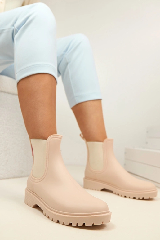 Zandkleurige rubberen laarzen Alba