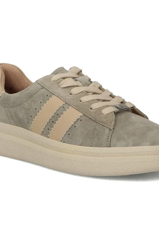 Grijze leren schoenen op platform...