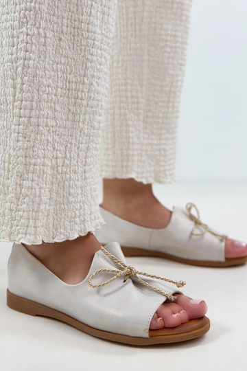 Grijze leren ballerina's met open neus Cambell 2