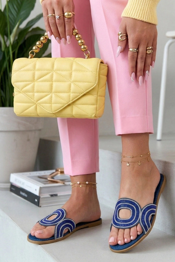 Granatowe Klapki Zdobione...