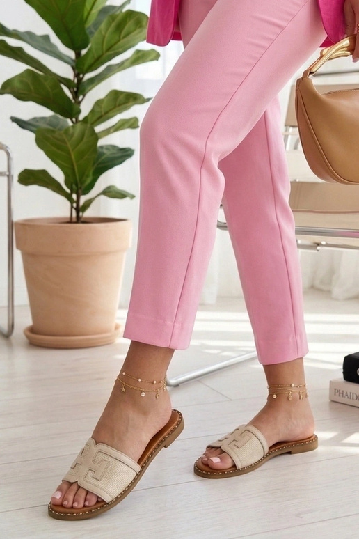 Sandkleurige elegante pantoffels Gia