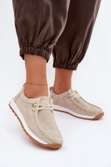 Vrouwen schoenen van natuurlijk suede in sandkleur Amela 2