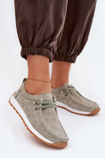 Vrouwen schoenen van natuurlijk suede in groen Amela 2