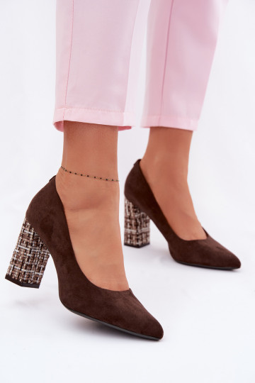 Suède schoenen met stijlvolle hak Sergio Leone PB216 in chocoladekleur 2