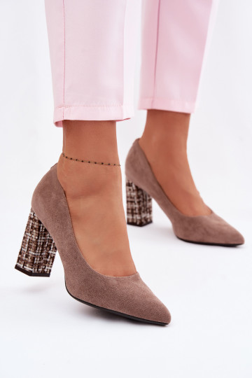 Suede schoenen met een stijlvolle hak Sergio Leone PB216 bruine kleur 2