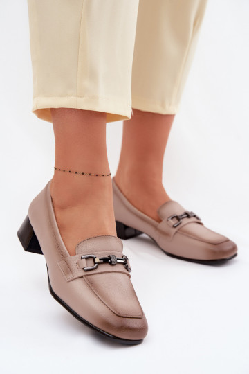 Leer schoenen Dames Op Klok met ornamenten Vinceza 39978 beige