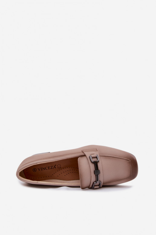 Leer schoenen Dames Op Klok met ornamenten Vinceza 39978 beige