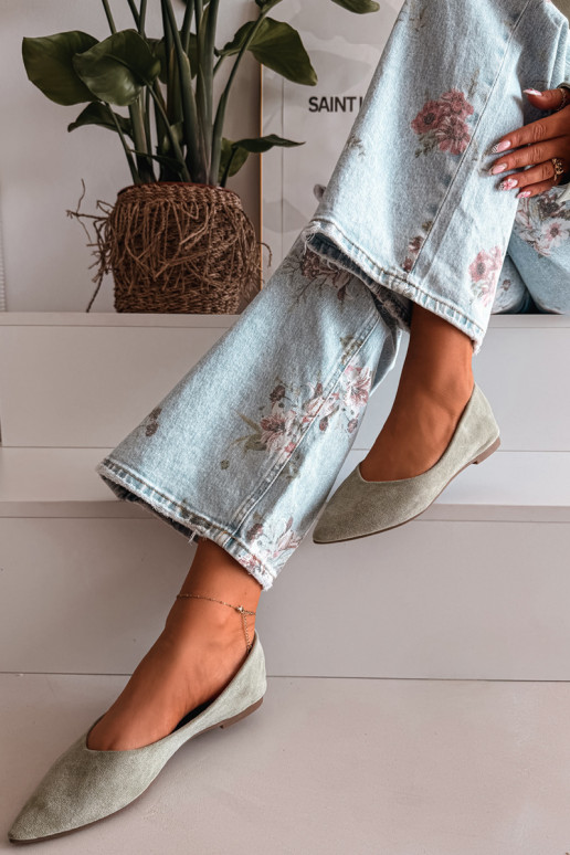 Ballerinas gelijk aanvan eco-suèdeu groene kleur Lelisa