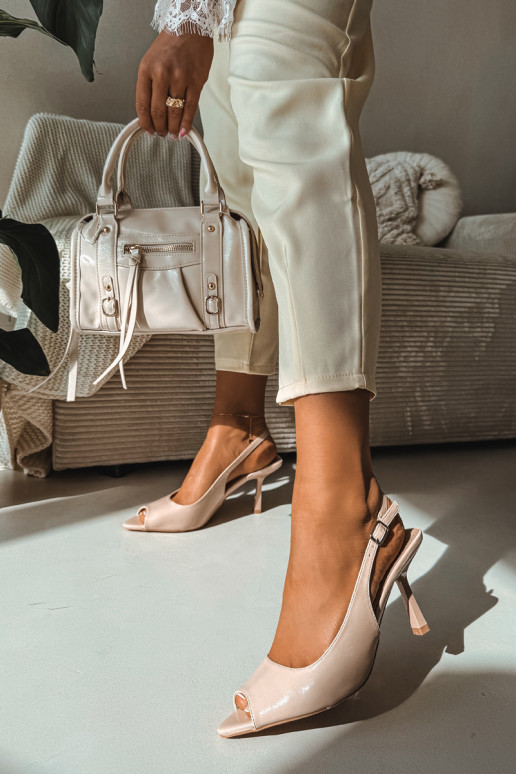 Dames sandalen met dunne hakken beige Sevina