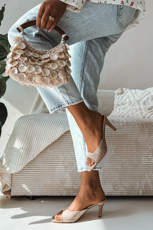 Damespantoffels Op Smukłym Obcasie beige Revina