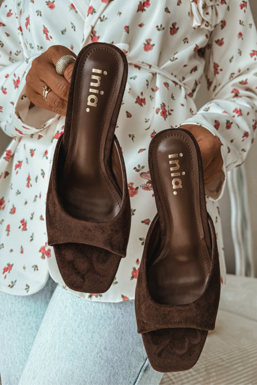 Damespantoffels Op Smukłym Obcasie CzekoladoIne Revina