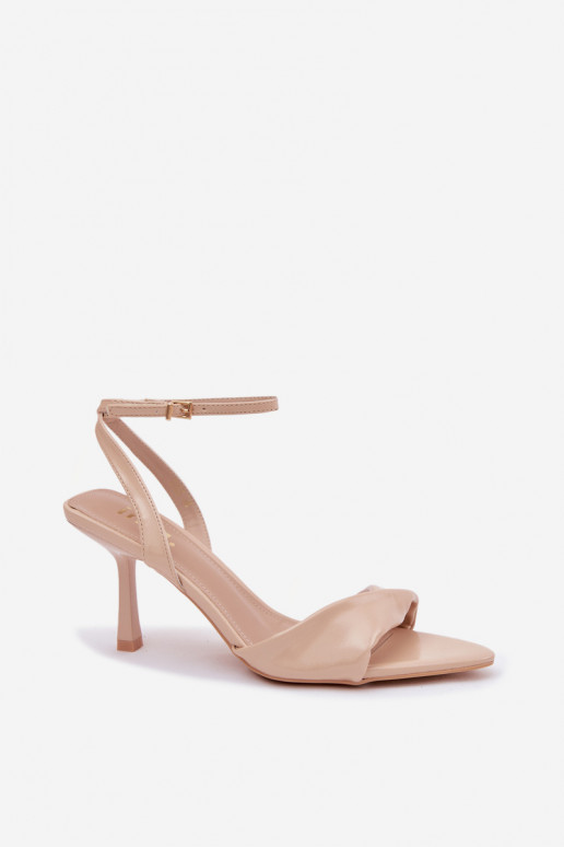 Dames sandalen met dunne hakken van ecoleer beige Sedira