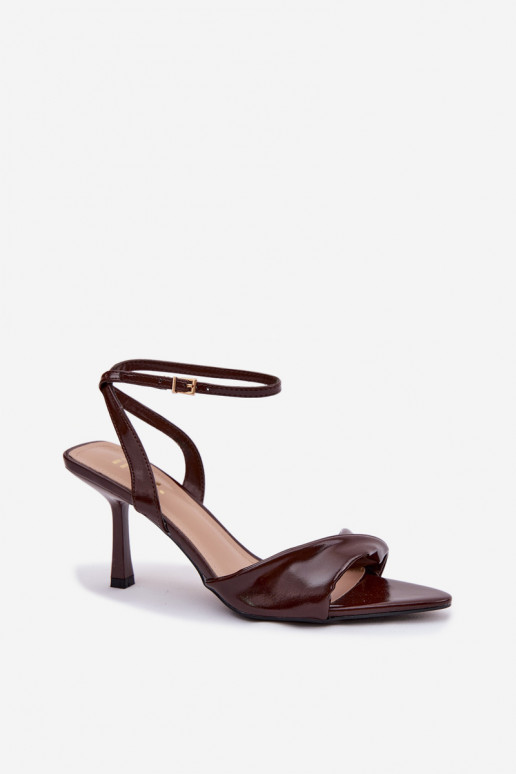 Dames sandalen met dunne hakken van ecoleer CzekoladoIne Sedira