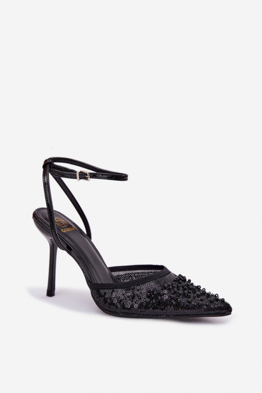 Dames sandalen met dunne hakken Versierd met pailletten I koraal kleurenikami zInart Nedira