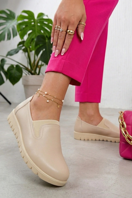 Zandkleurige instap enkellaarsjes met...