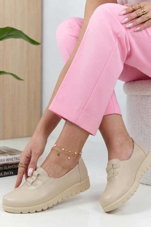 Zandkleurige instap enkellaarsjes met...