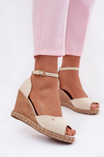 Dames sandalen met platform en vlecht details Wrangler 20261086.06V in ivoor 2
