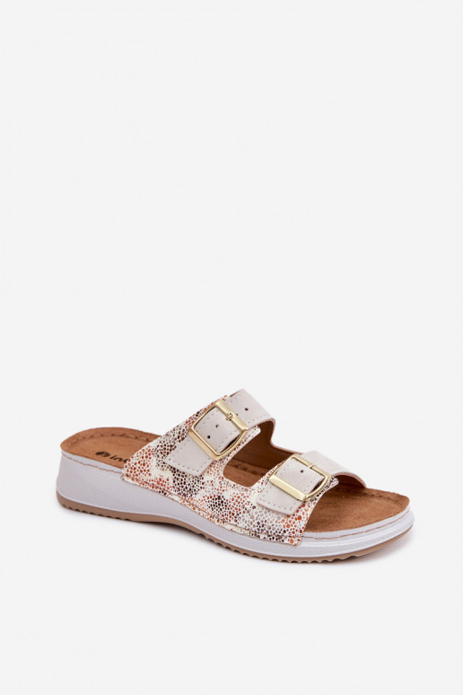 Damespantoffels met gespen Inblu SD000001 ivoor