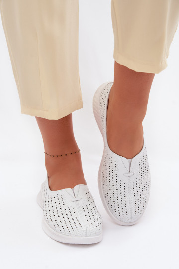 Damesaerodynamische leren schoenen Eliva wit