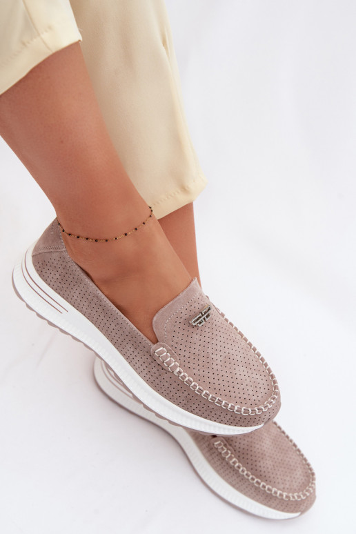 dames mocassinsOpturalnego van suèdeu beige Demela